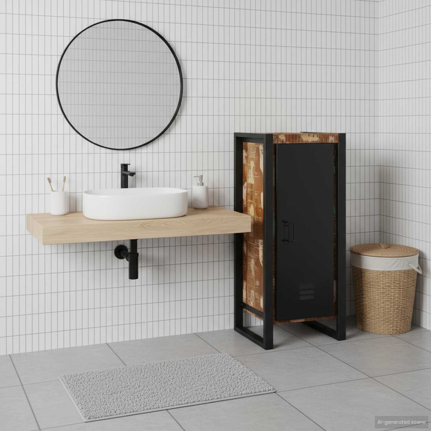Bathroom Cabinet Brown 40 x 35 x 90 cm Solid Reclaim Wood