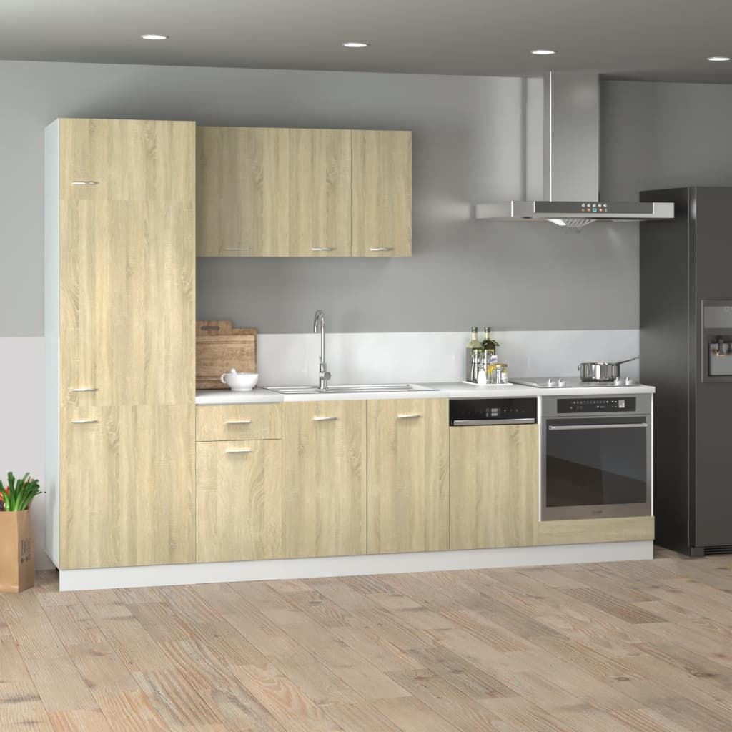 vidaXL 7 Piece Kitchen Cabinet Set Sonoma Oak Engineered Wood