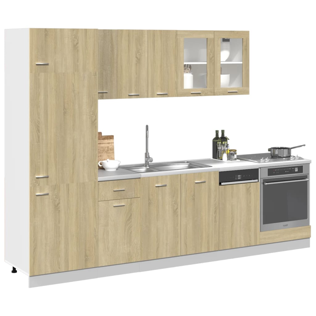 vidaXL 8 Piece Kitchen Cabinet Set Sonoma Oak Engineered Wood