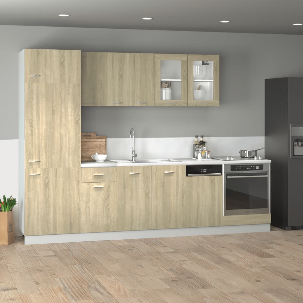 vidaXL 8 Piece Kitchen Cabinet Set Sonoma Oak Engineered Wood