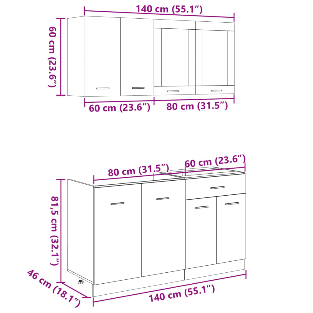 vidaXL 4 Piece Kitchen Cabinet Set Sonoma Oak Engineered Wood