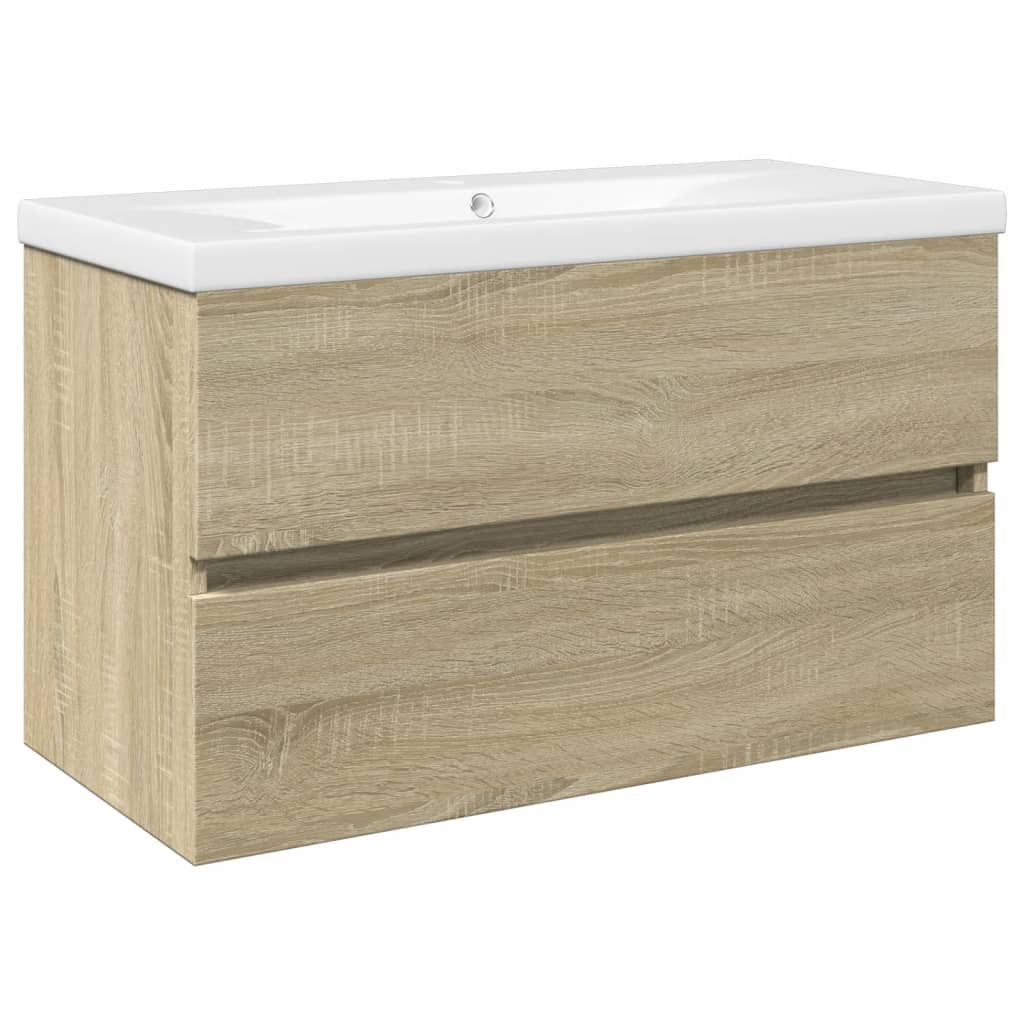 vidaXL 2 Piece Bathroom Furniture Set Ceramic and Engineered Wood