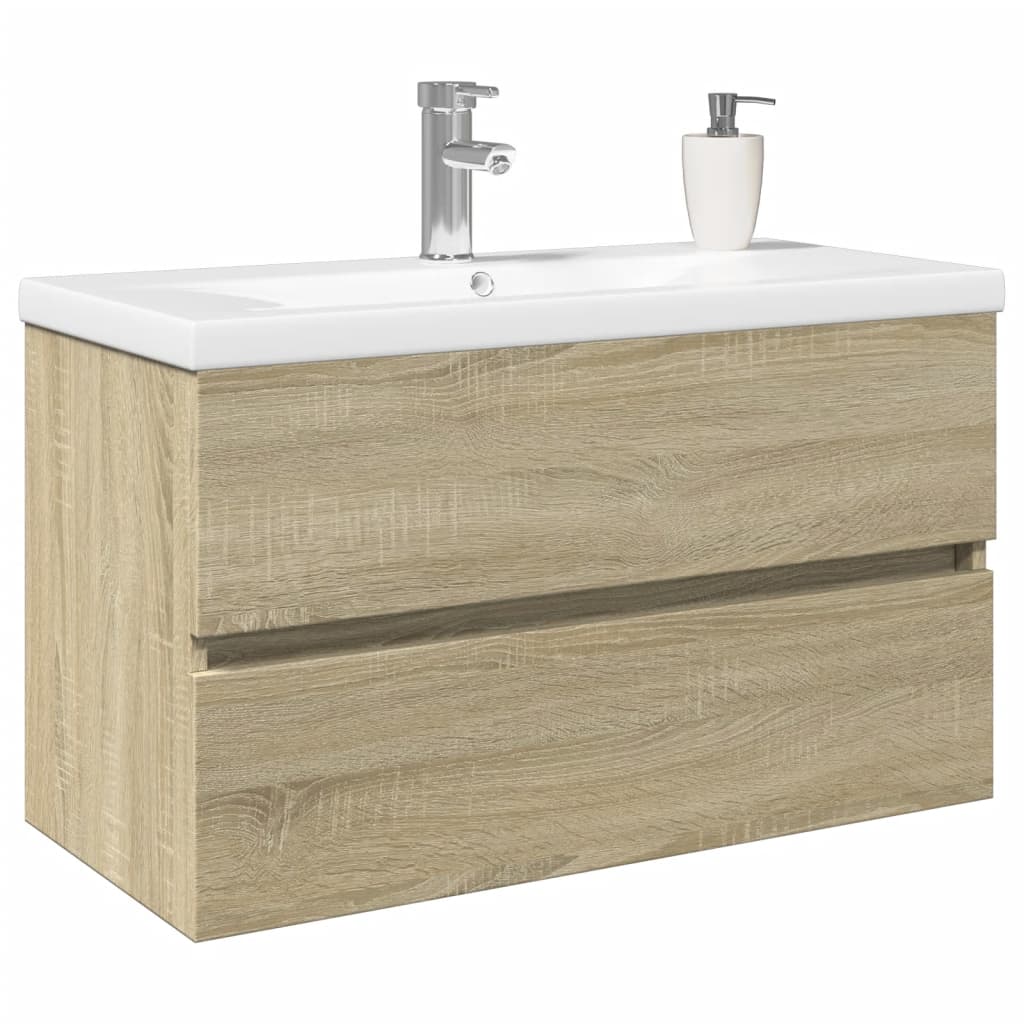 vidaXL 2 Piece Bathroom Furniture Set Ceramic and Engineered Wood