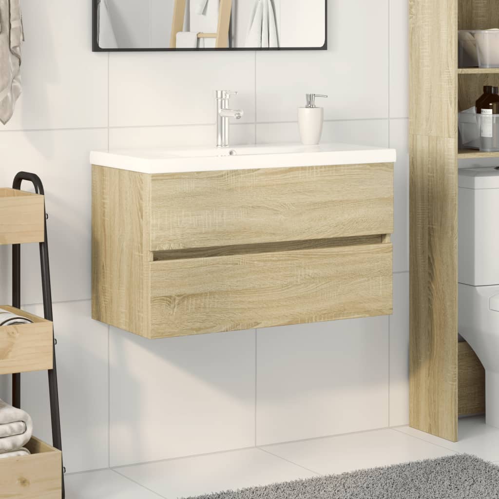 vidaXL 2 Piece Bathroom Furniture Set Ceramic and Engineered Wood