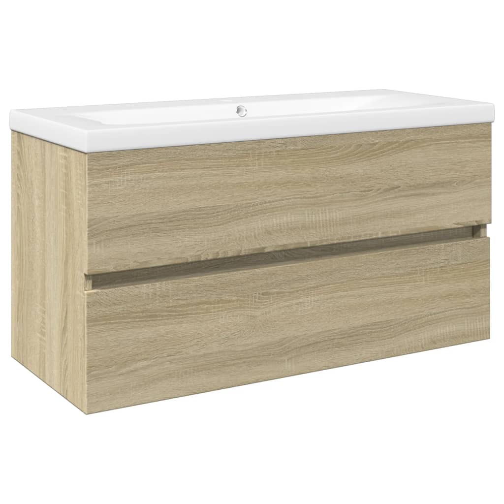 vidaXL 2 Piece Bathroom Furniture Set Ceramic and Engineered Wood