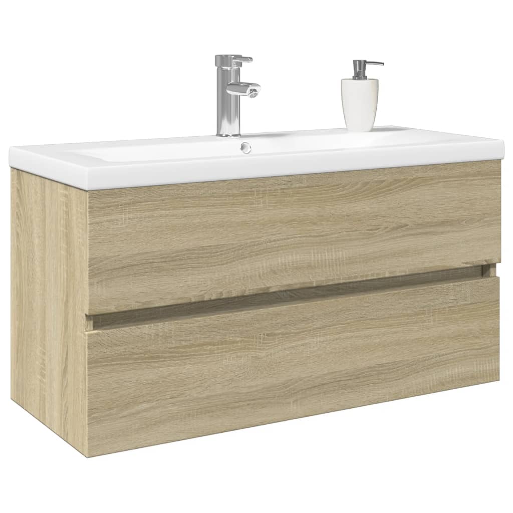 vidaXL 2 Piece Bathroom Furniture Set Ceramic and Engineered Wood