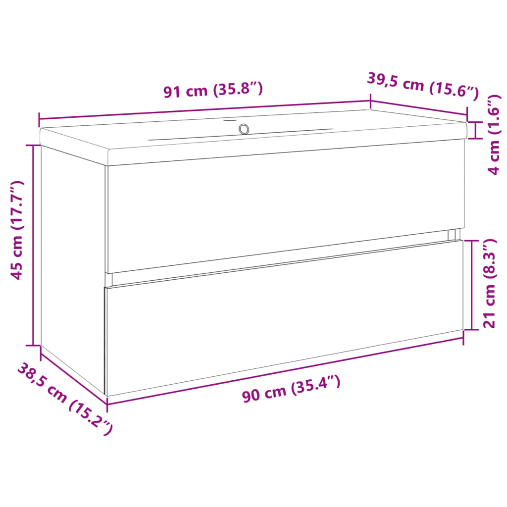 vidaXL 2 Piece Bathroom Furniture Set Ceramic and Engineered Wood