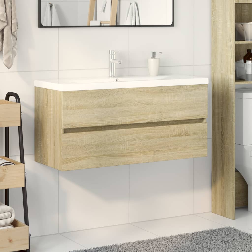 vidaXL 2 Piece Bathroom Furniture Set Ceramic and Engineered Wood