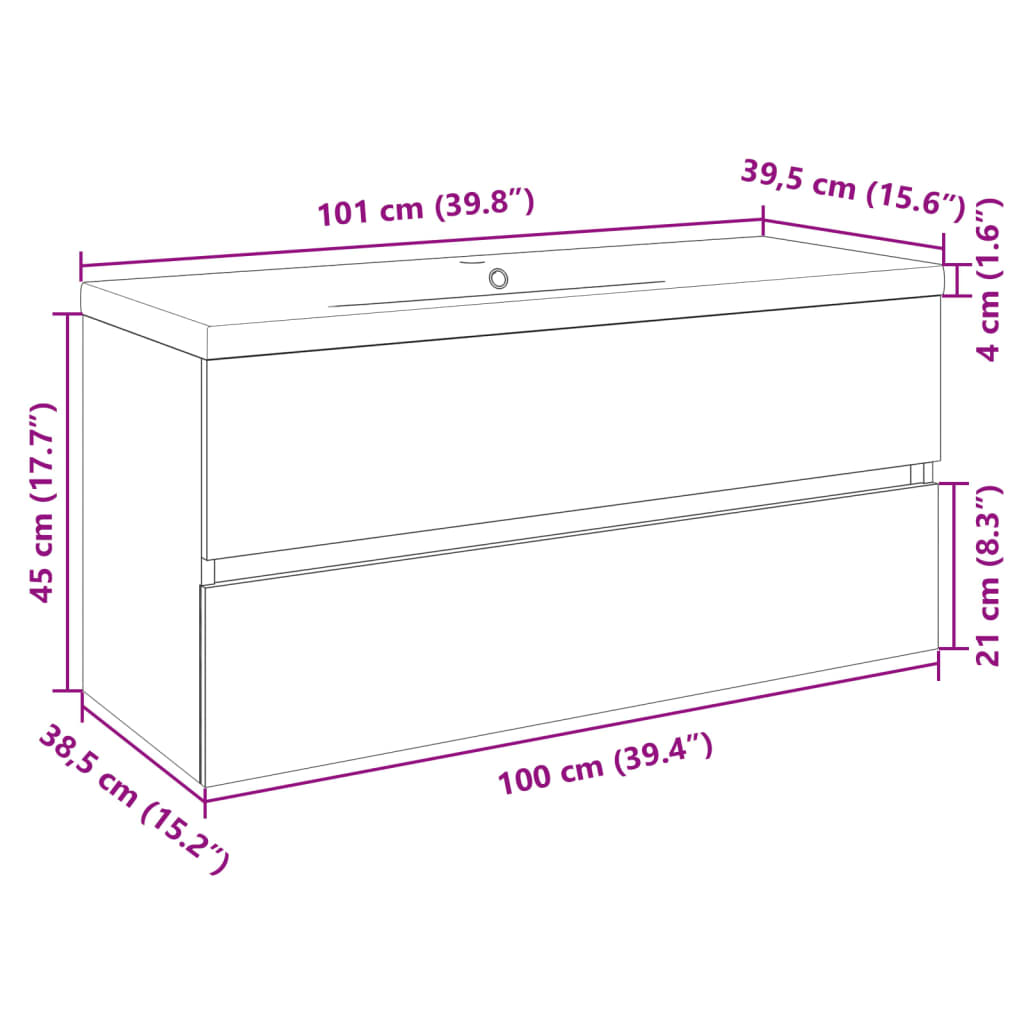 vidaXL 2 Piece Bathroom Furniture Set Ceramic and Engineered Wood