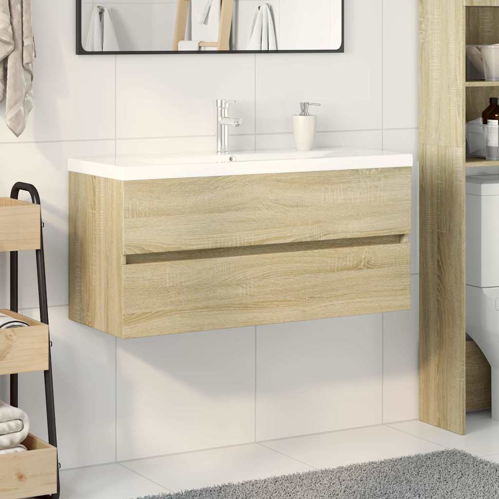 2 Piece Bathroom Furniture Set Ceramic and Engineered Wood