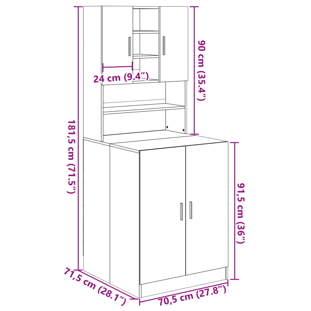 vidaXL Washing Machine Cabinets 2 pcs Sonoma Oak Engineered wood