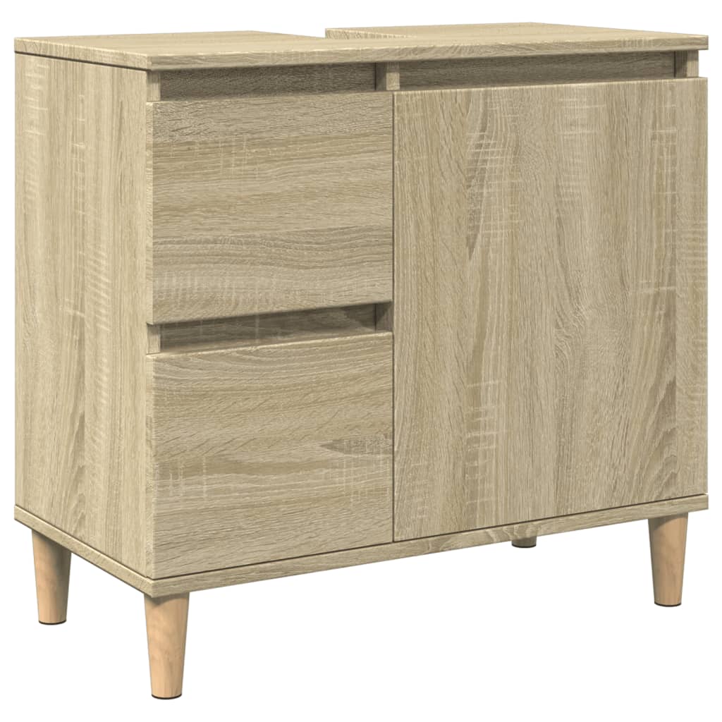 vidaXL 3 Piece Bathroom Furniture Set Sonoma Oak Engineered Wood