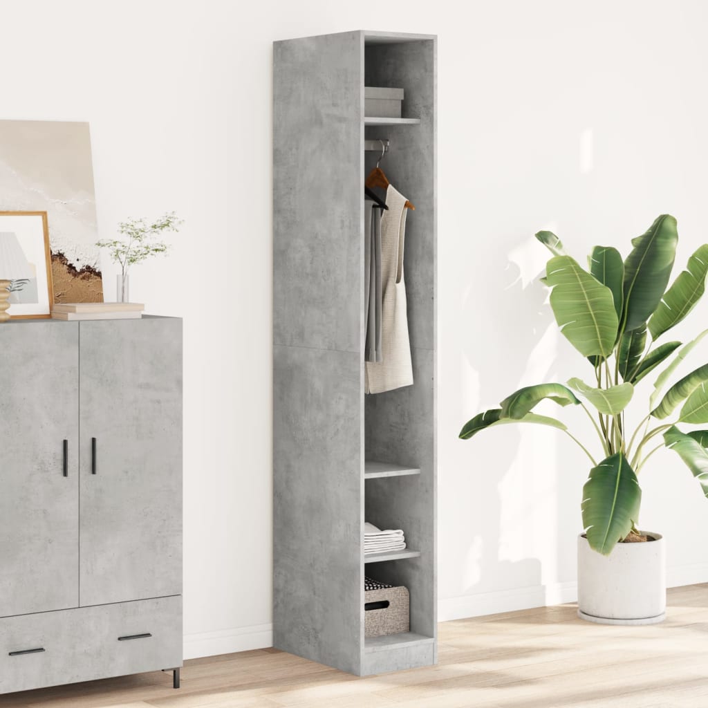 vidaXL Wardrobe Concrete Grey 30x50x200 cm Engineered Wood