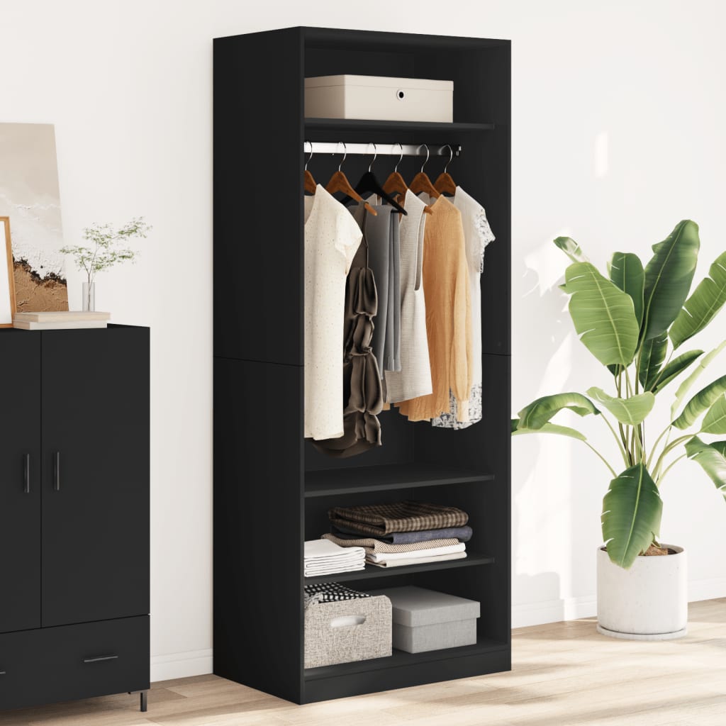 vidaXL Wardrobe Black 80x50x200 cm Engineered Wood