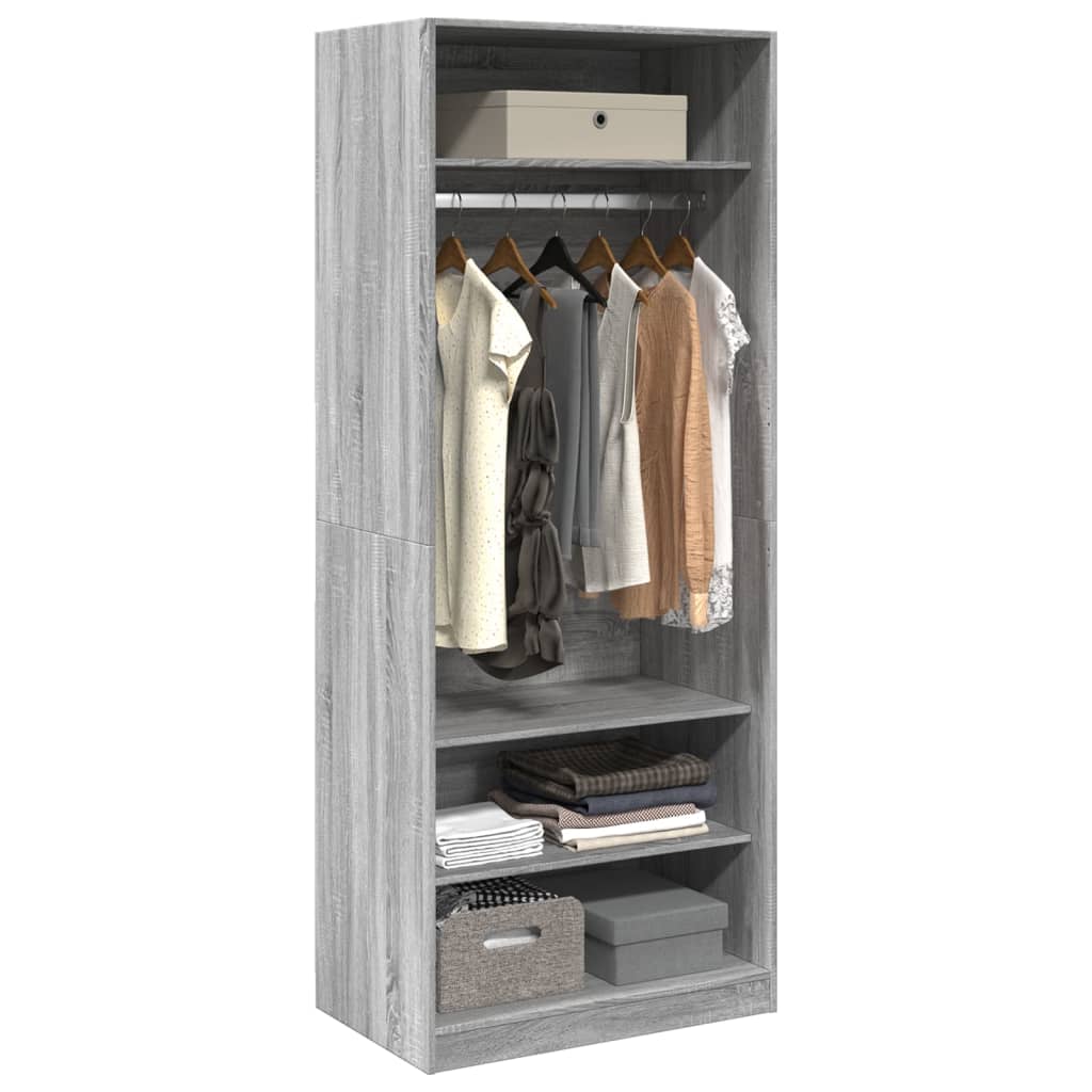 vidaXL Wardrobe Grey Sonoma 80x50x200 cm Engineered Wood