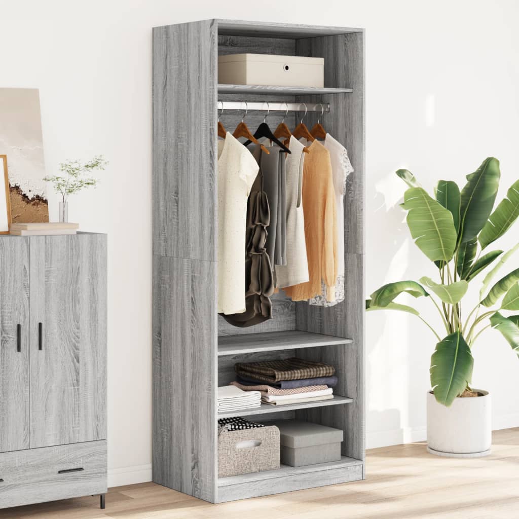 vidaXL Wardrobe Grey Sonoma 80x50x200 cm Engineered Wood