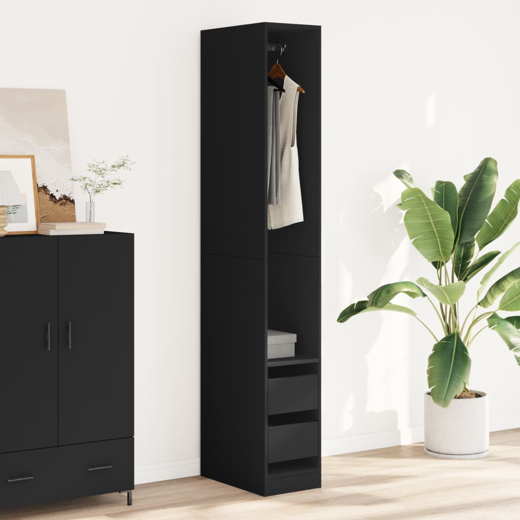 vidaXL Wardrobe Black 30x50x200 cm Engineered Wood