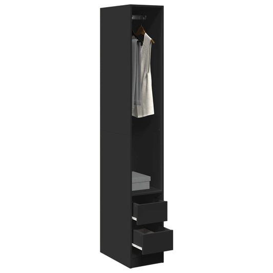 vidaXL Wardrobe Black 30x50x200 cm Engineered Wood