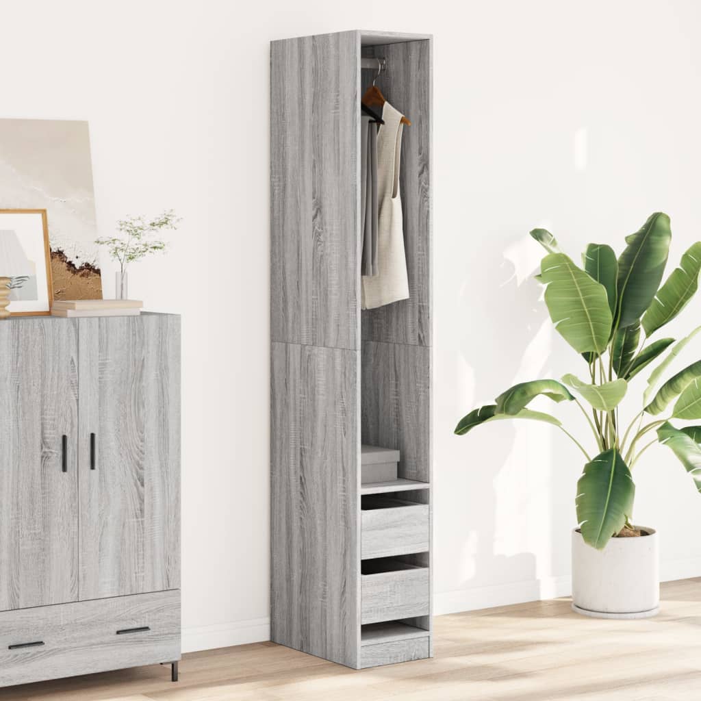 vidaXL Wardrobe Grey Sonoma 30x50x200 cm Engineered Wood