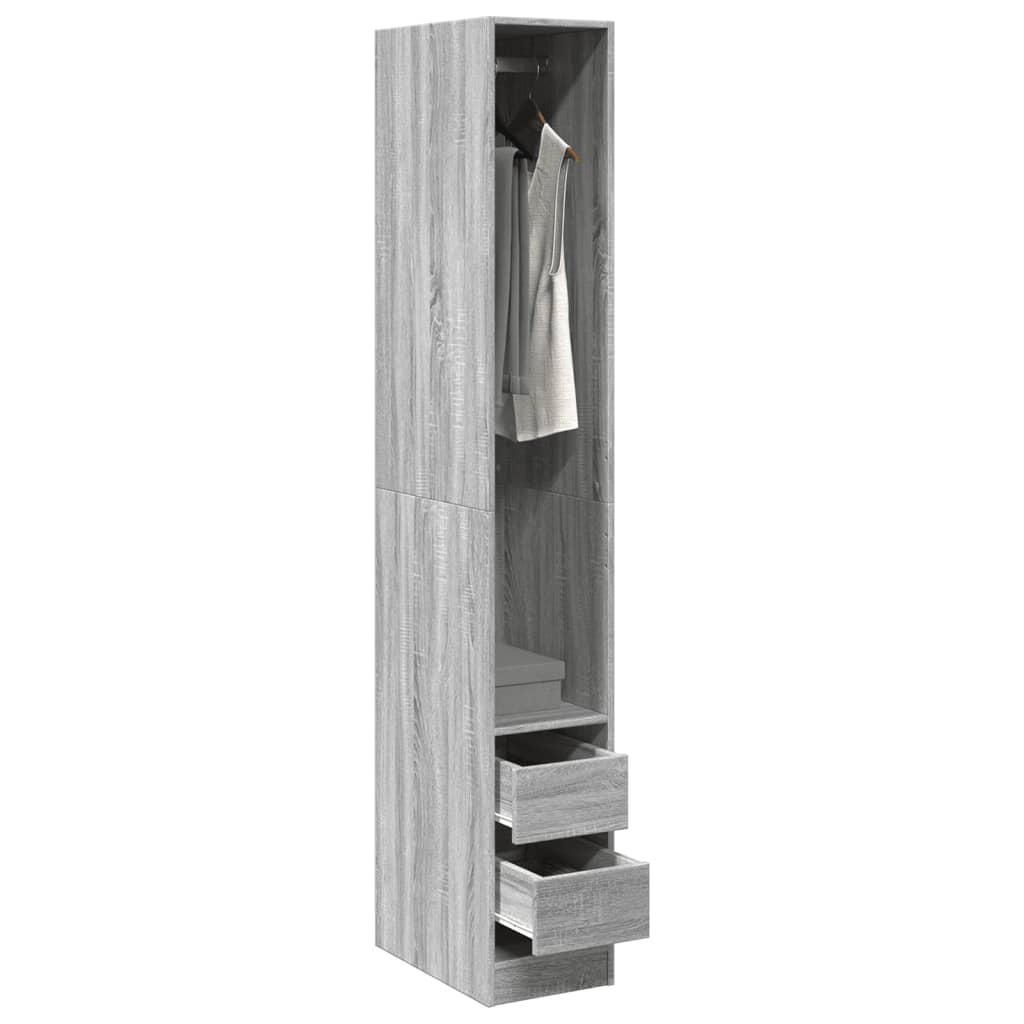 vidaXL Wardrobe Grey Sonoma 30x50x200 cm Engineered Wood