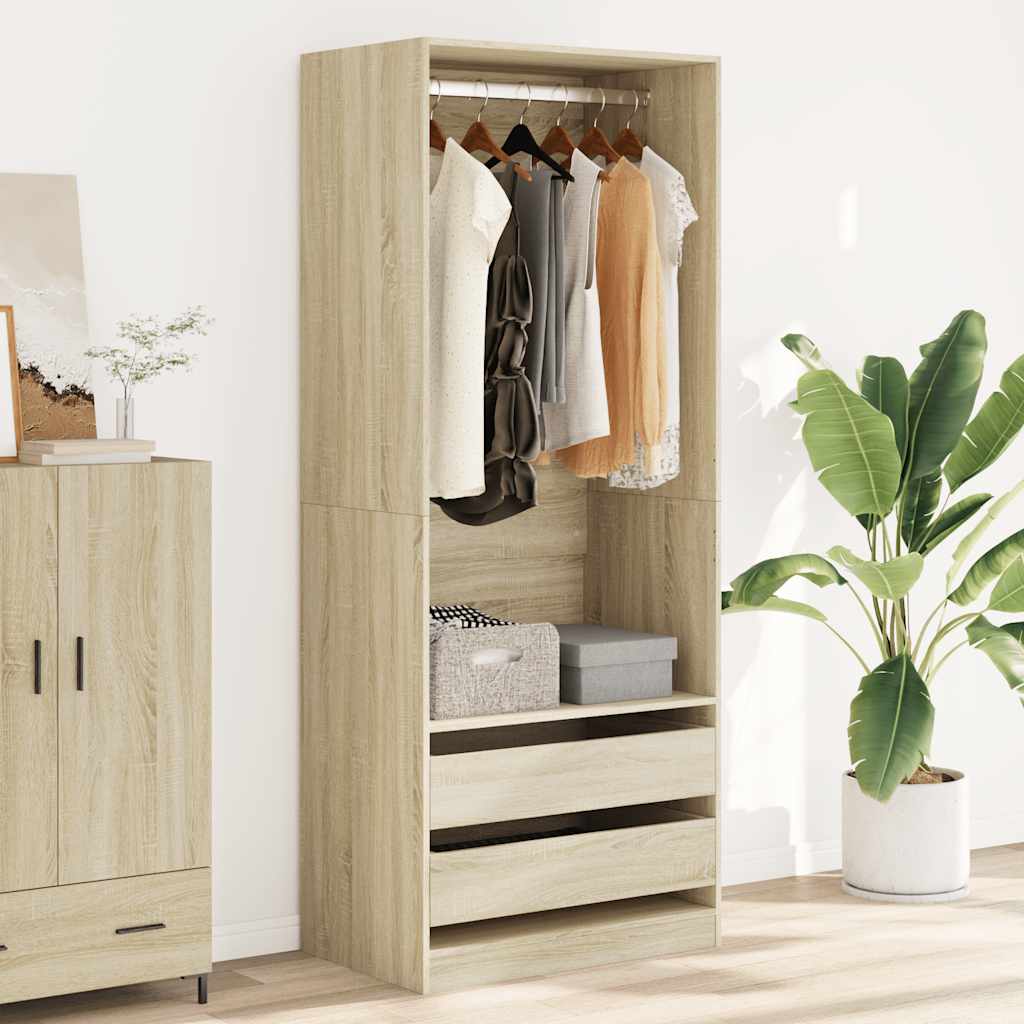 vidaXL Wardrobe Sonoma Oak 80x50x200 cm Engineered Wood