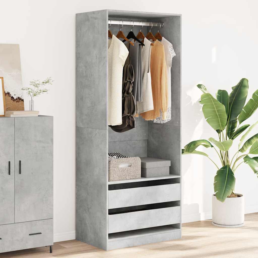 vidaXL Wardrobe Concrete Grey 80x50x200 cm Engineered Wood