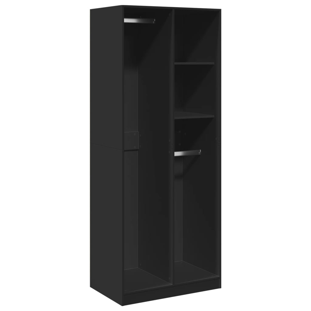 vidaXL Wardrobe Black 80x50x200 cm Engineered Wood