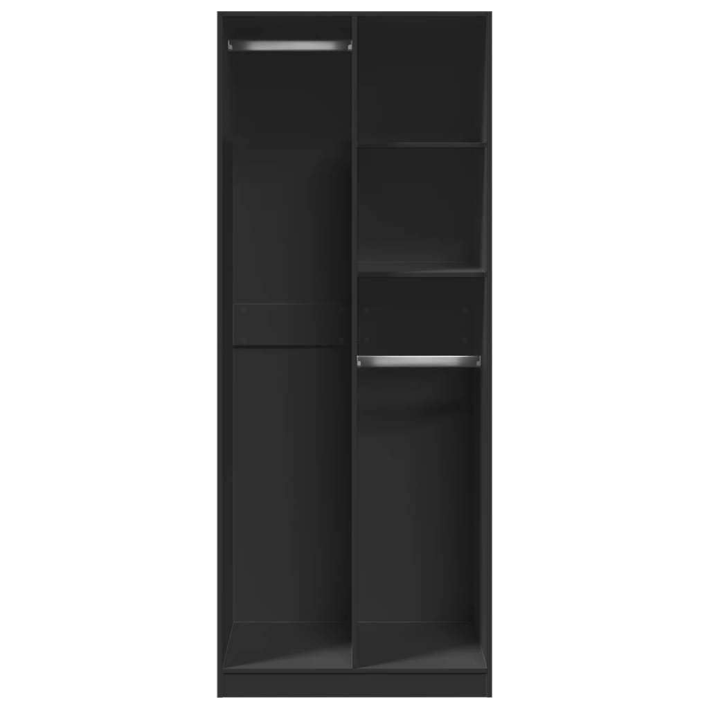 vidaXL Wardrobe Black 80x50x200 cm Engineered Wood