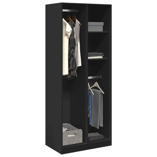 vidaXL Wardrobe Black 80x50x200 cm Engineered Wood