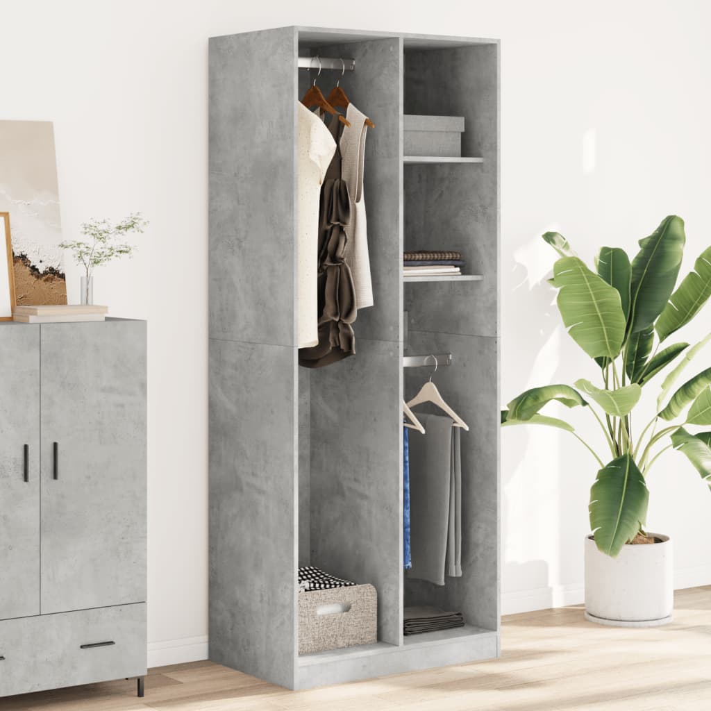 vidaXL Wardrobe Concrete Grey 80x50x200 cm Engineered Wood