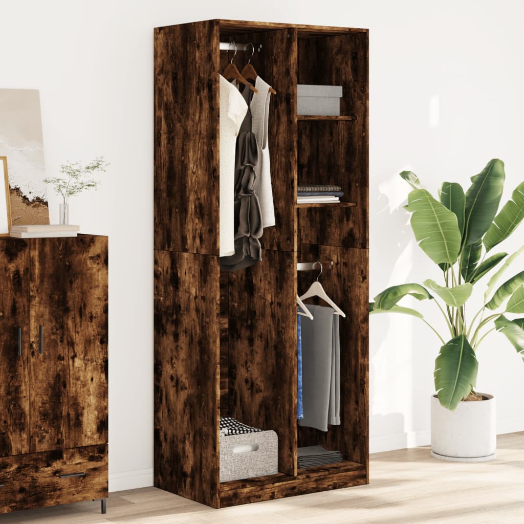 vidaXL Wardrobe Smoked Oak 80x50x200 cm Engineered Wood