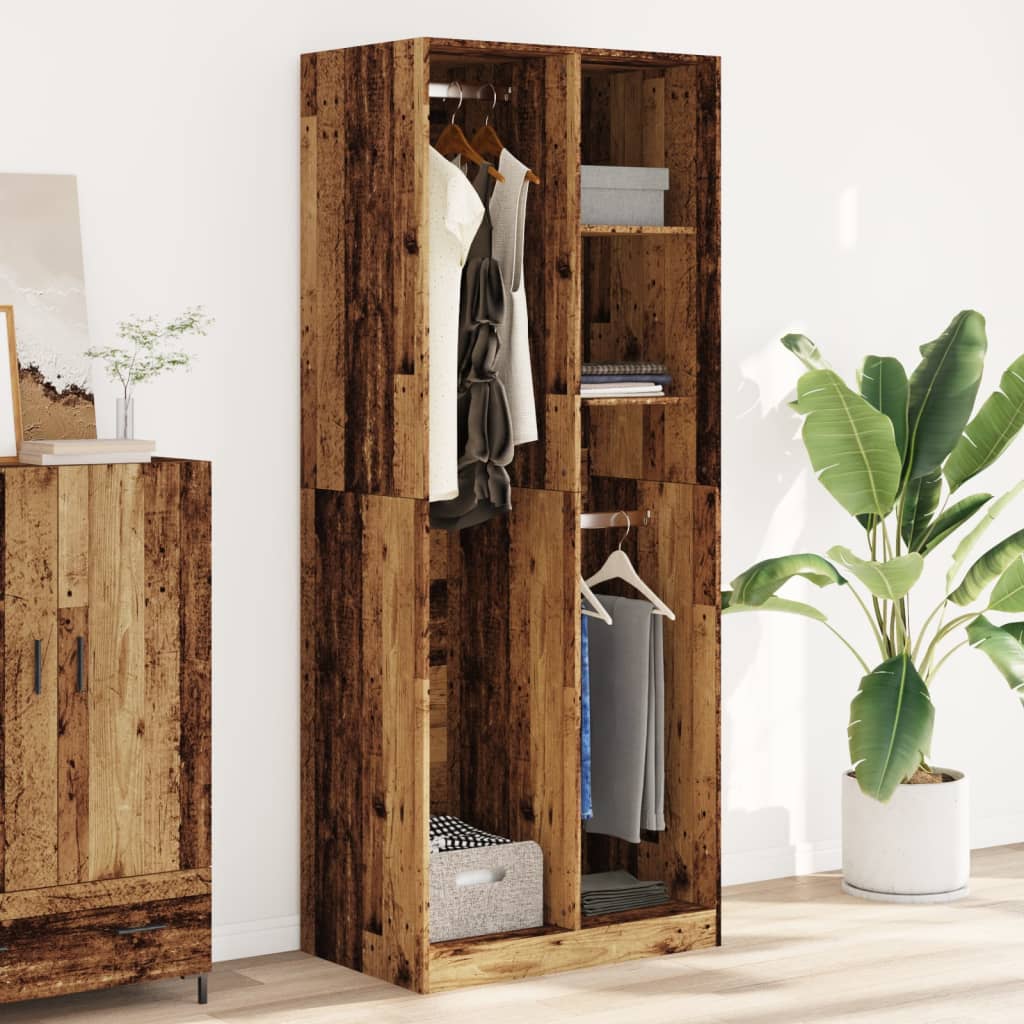 vidaXL Wardrobe Old Wood 80x50x200 cm Engineered Wood