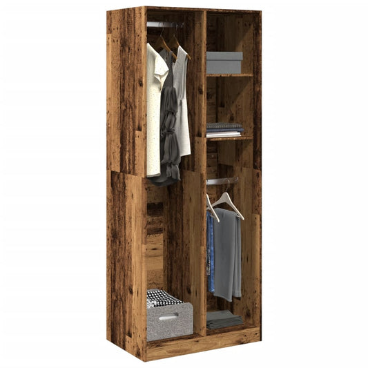 vidaXL Wardrobe Old Wood 80x50x200 cm Engineered Wood