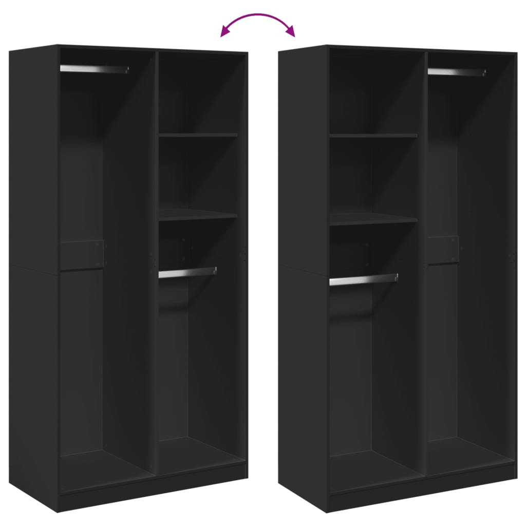 vidaXL Wardrobe Black 100x50x200 cm Engineered Wood