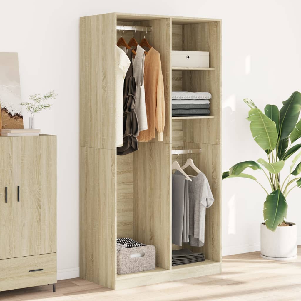 vidaXL Wardrobe Sonoma Oak 100x50x200 cm Engineered Wood