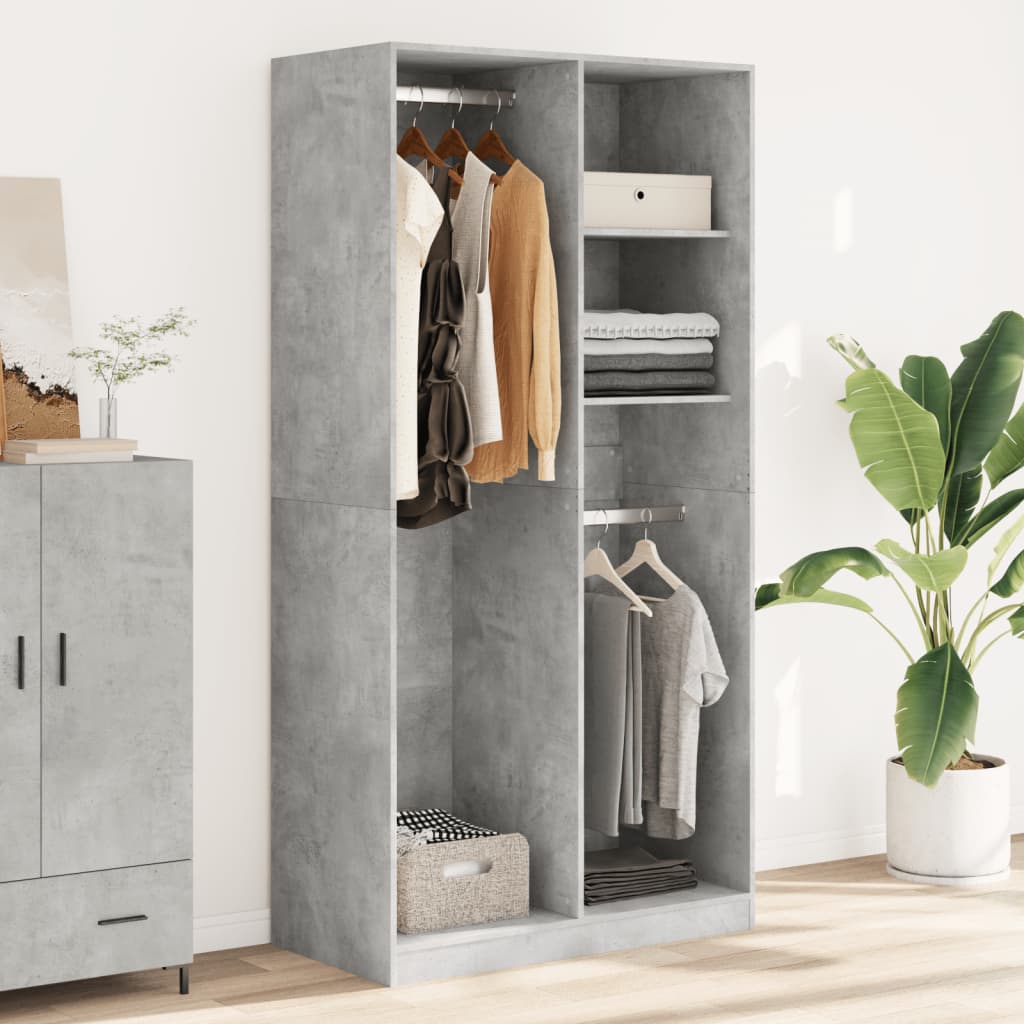 vidaXL Wardrobe Concrete Grey 100x50x200 cm Engineered Wood