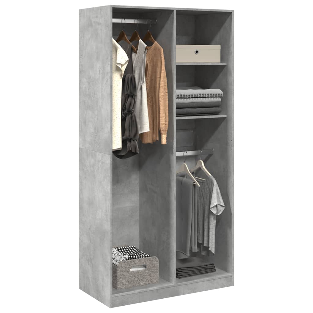 vidaXL Wardrobe Concrete Grey 100x50x200 cm Engineered Wood