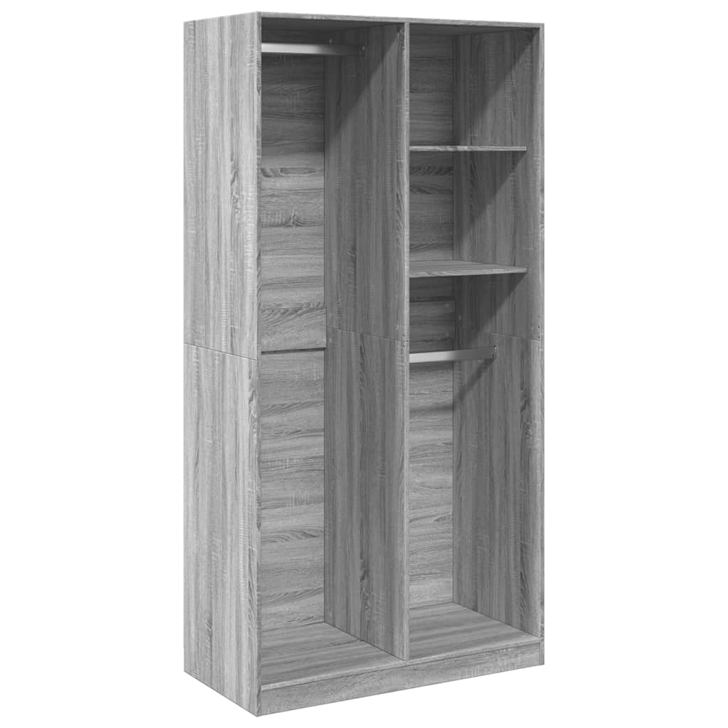 vidaXL Wardrobe Grey Sonoma 100x50x200 cm Engineered Wood