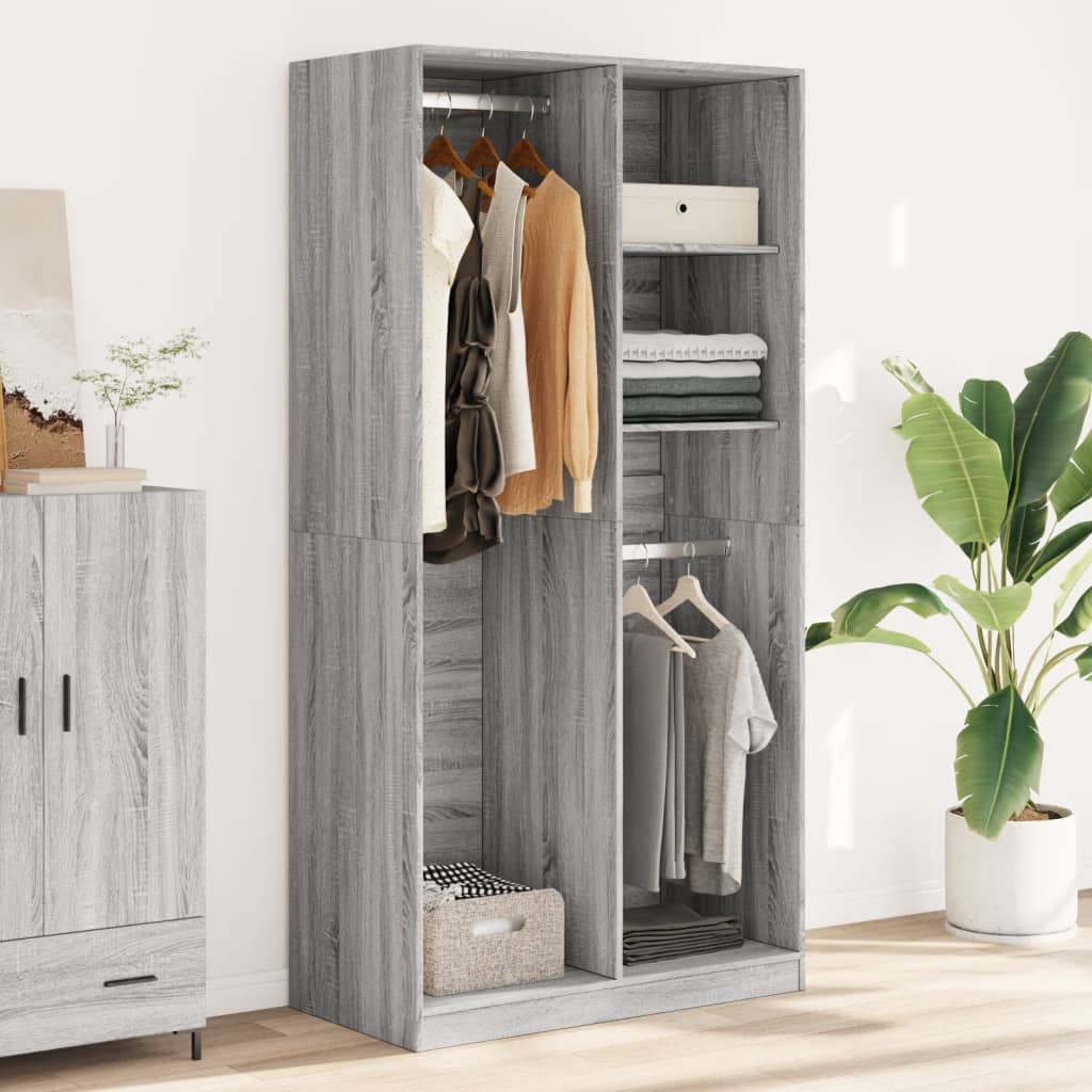 vidaXL Wardrobe Grey Sonoma 100x50x200 cm Engineered Wood