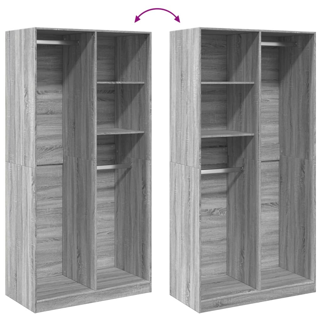 vidaXL Wardrobe Grey Sonoma 100x50x200 cm Engineered Wood