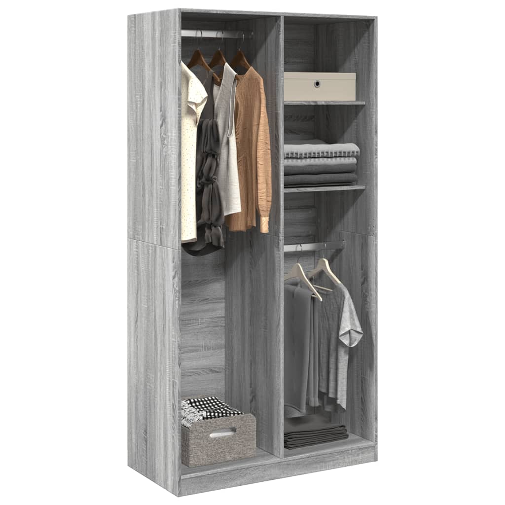 vidaXL Wardrobe Grey Sonoma 100x50x200 cm Engineered Wood