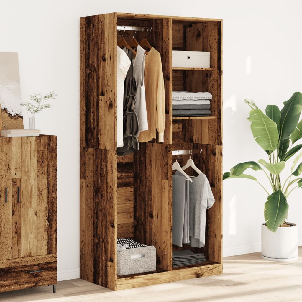 vidaXL Wardrobe Old Wood 100x50x200 cm Engineered Wood