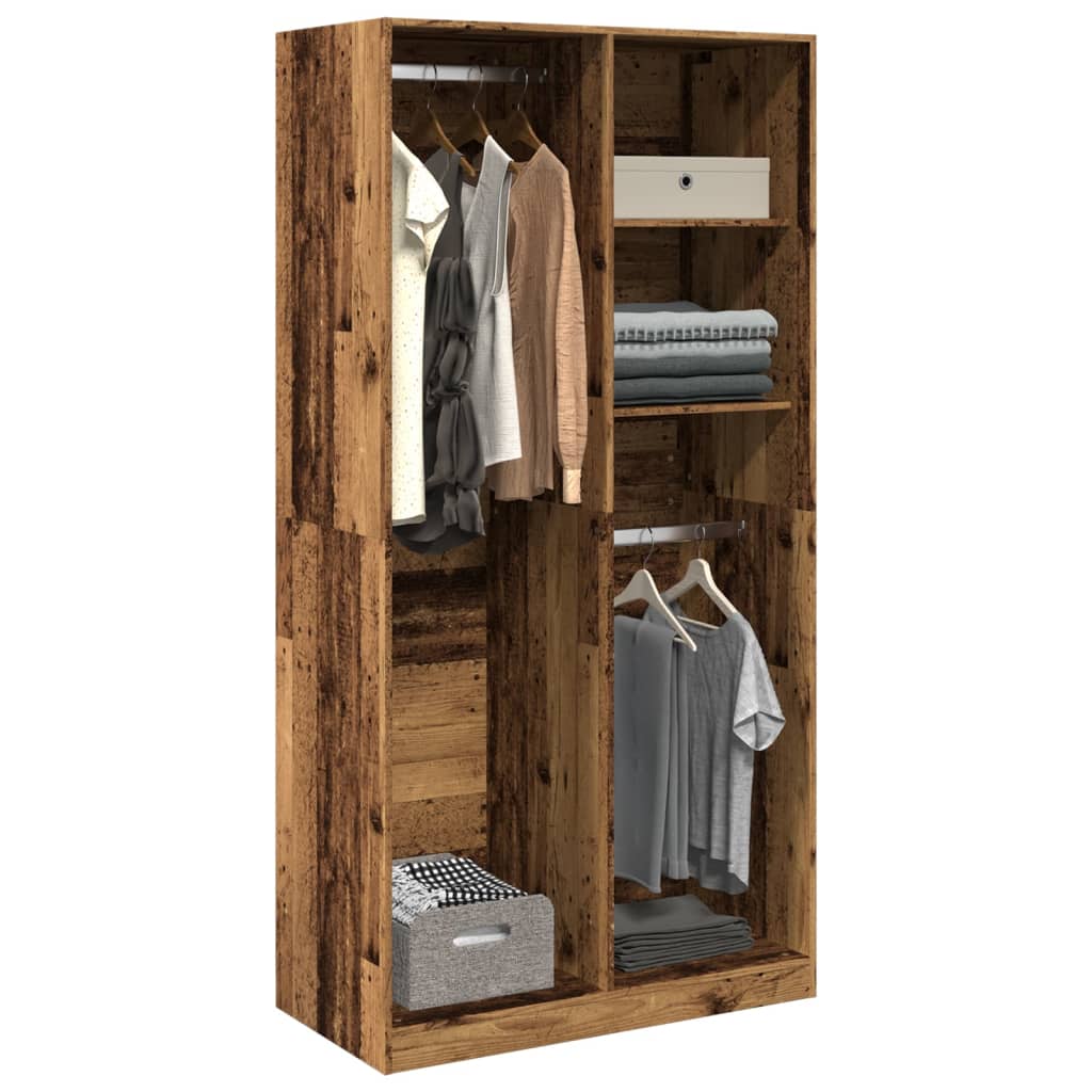 vidaXL Wardrobe Old Wood 100x50x200 cm Engineered Wood