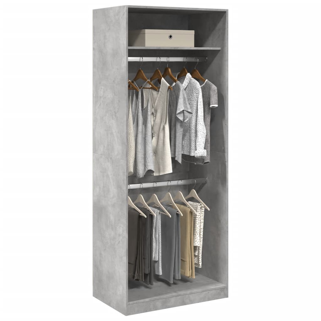 vidaXL Wardrobe Concrete Grey 80x50x200 cm Engineered Wood