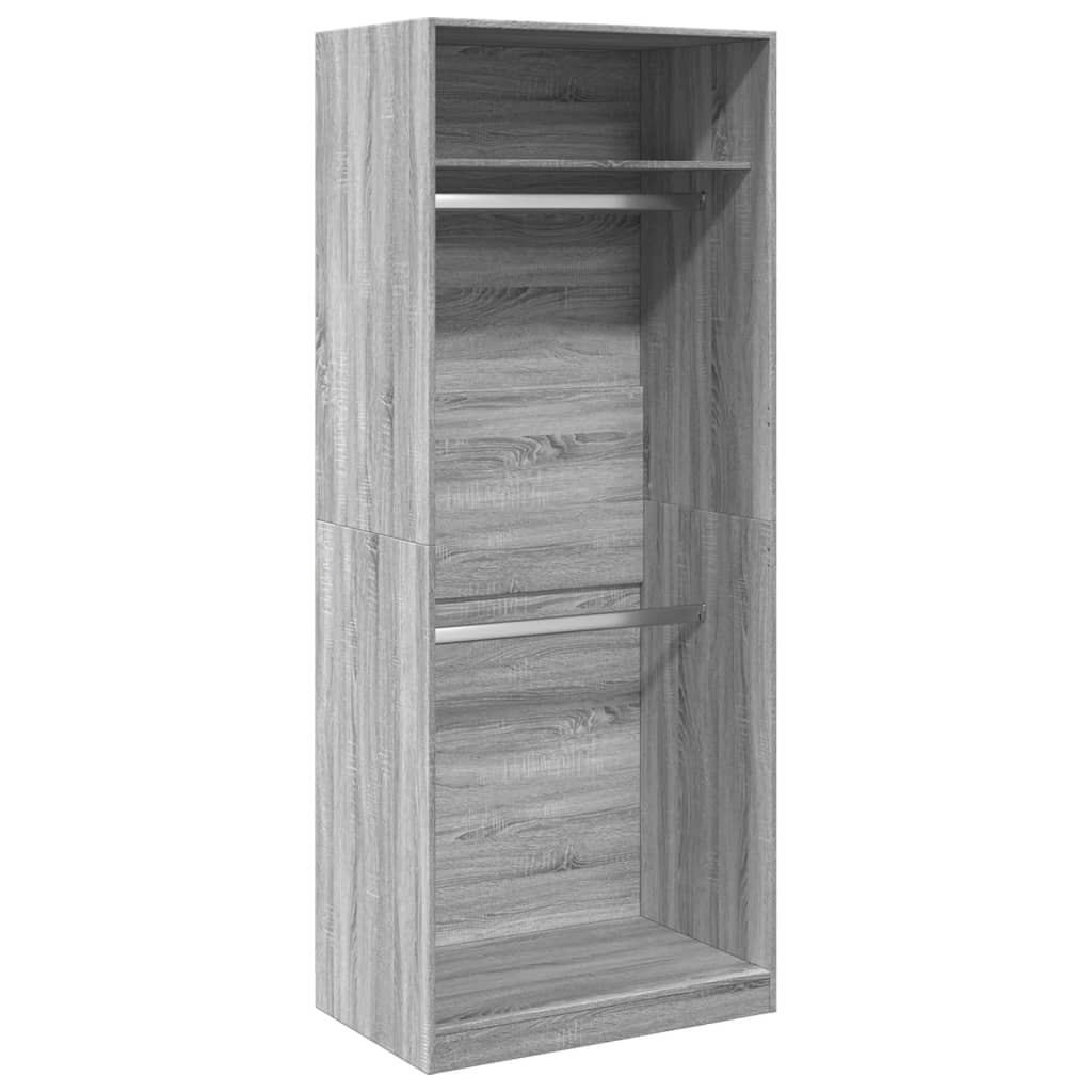 vidaXL Wardrobe Grey Sonoma 80x50x200 cm Engineered Wood