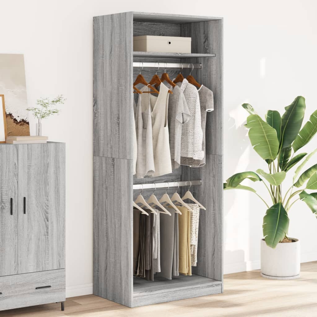 vidaXL Wardrobe Grey Sonoma 80x50x200 cm Engineered Wood