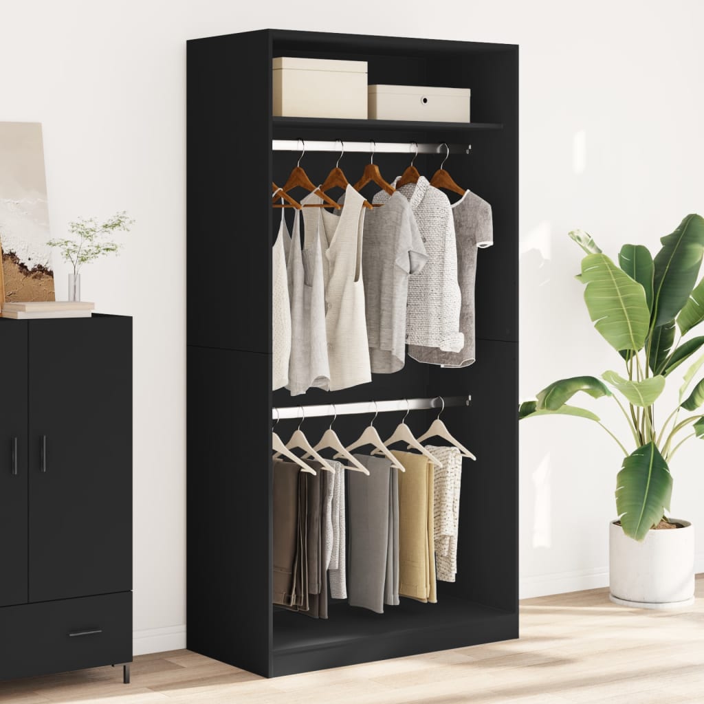 vidaXL Wardrobe Black 100x50x200 cm Engineered Wood