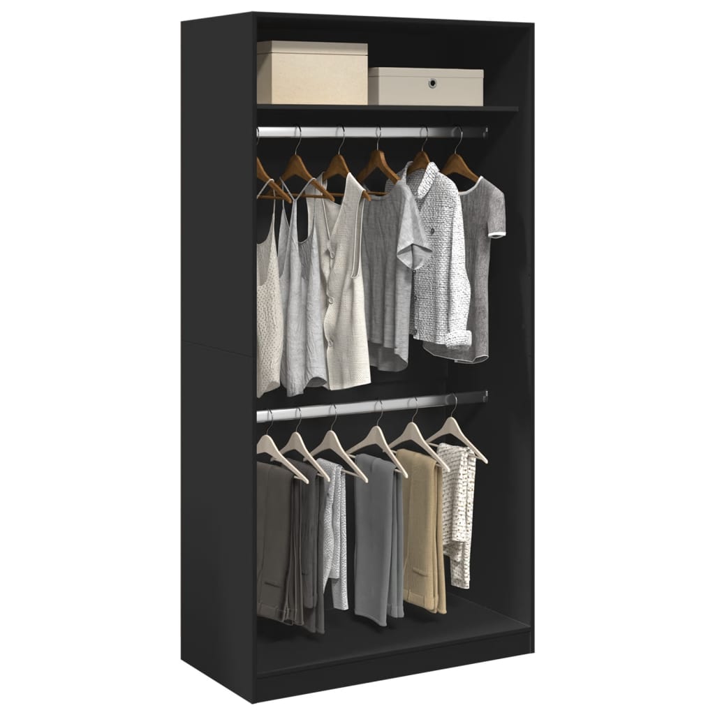 vidaXL Wardrobe Black 100x50x200 cm Engineered Wood