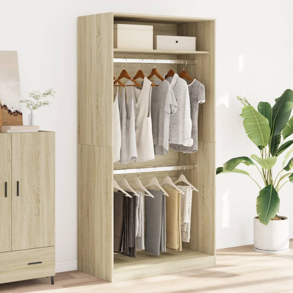 vidaXL Wardrobe Sonoma Oak 100x50x200 cm Engineered Wood