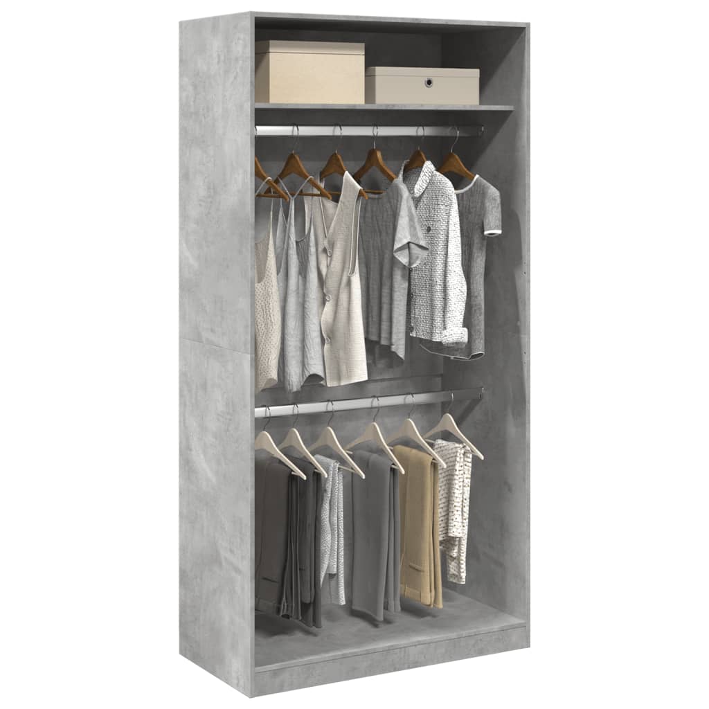 vidaXL Wardrobe Concrete Grey 100x50x200 cm Engineered Wood